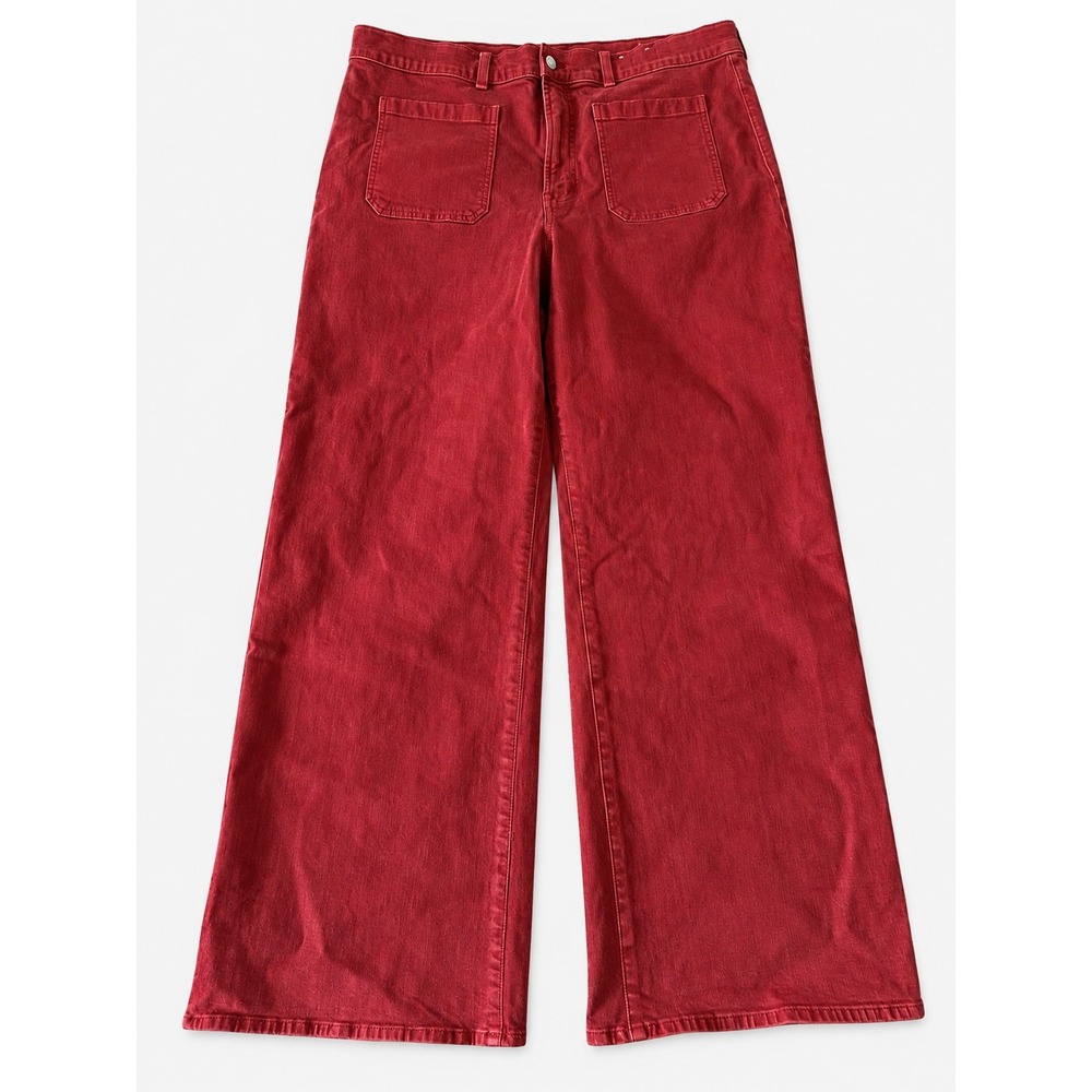 Madewell The Emmy Wide-Leg Pant Red High Rise Patch Pocket Size 33